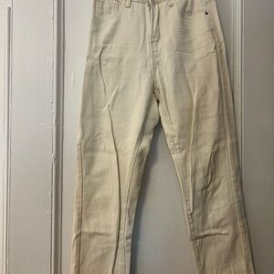 Cream High-Waisted Straight Leg Pants